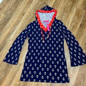 New Macbeth Collection Women's Nautical Hooded Tunic Beach Coverup Sz Small